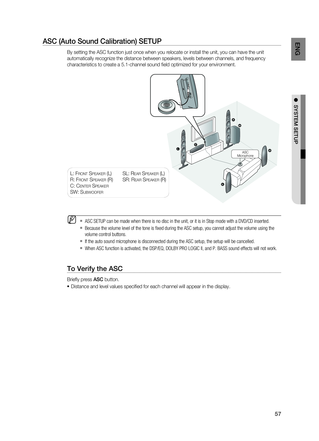 Samsung HT-TX715 user manual ASC Auto Sound Calibration SETUP, To Verify the ASC 