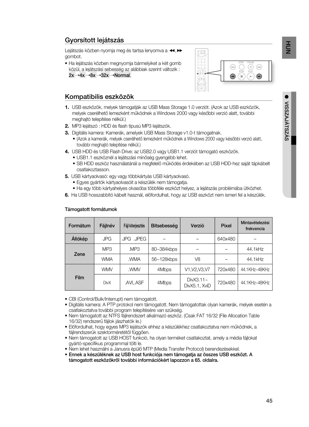 Samsung HT-X715T/EDC, HT-TX715T/EDC, HT-TX715T/XEE, HT-X715T/XEE manual Kompatibilis eszközök 