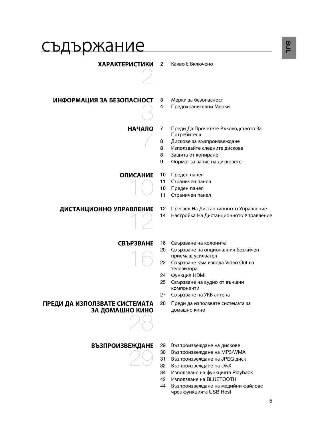 Samsung HT-X715T/EDC, HT-TX715T/EDC manual Съдържание 