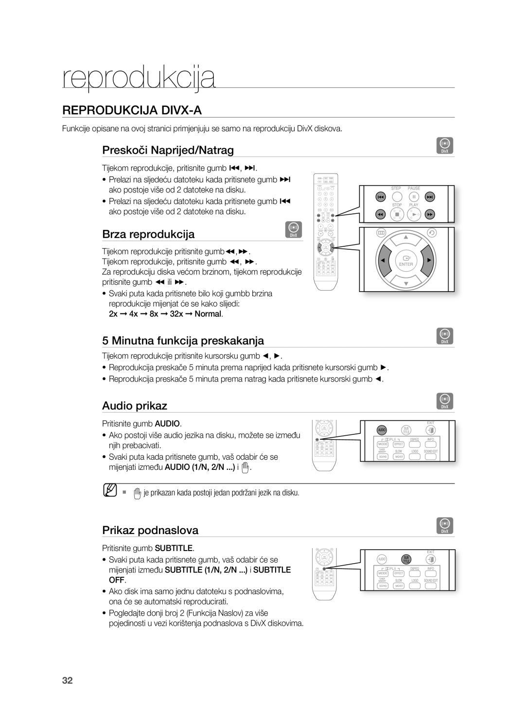 Samsung HT-TX715T/EDC, HT-X715T/EDC manual RePRoDUkCIja DIVX-a 