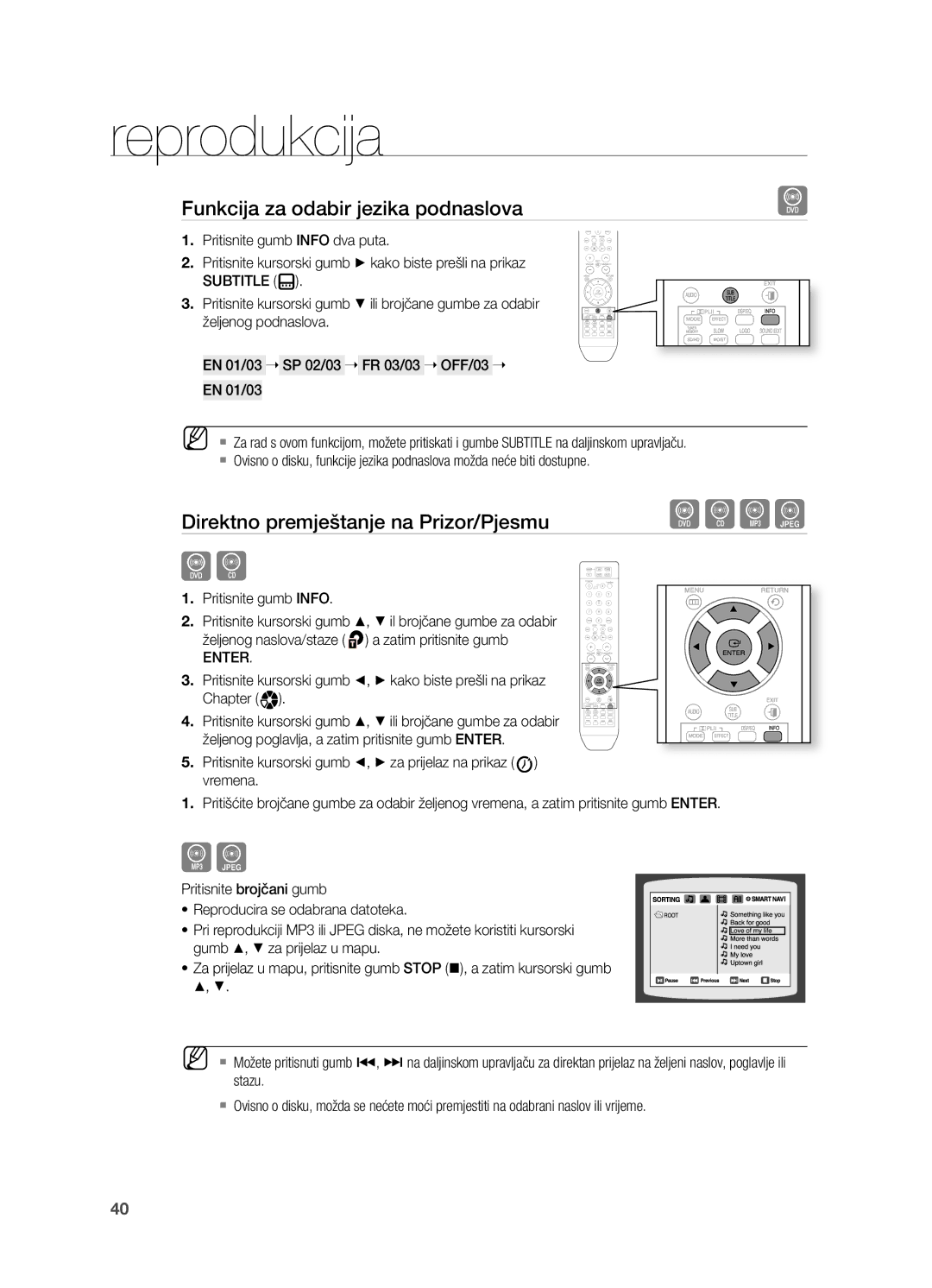 Samsung HT-TX715T/EDC, HT-X715T/EDC manual Bag, Funkcija za odabir jezika podnaslova 