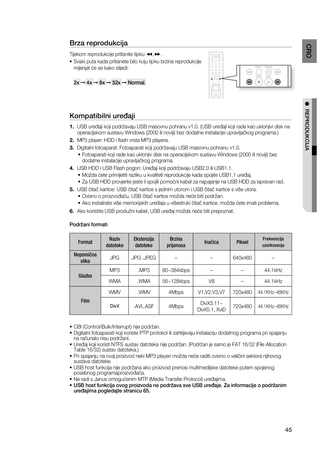 Samsung HT-X715T/EDC, HT-TX715T/EDC manual Kompatibilni uređaji, Wmv 