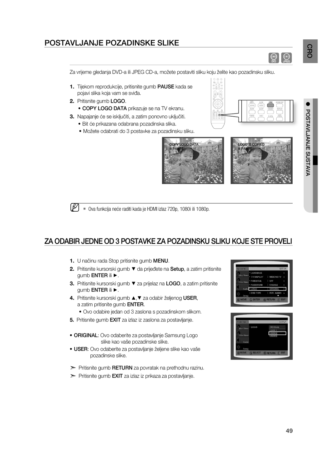 Samsung HT-X715T/EDC, HT-TX715T/EDC manual PoSTaVLjanje PozaDInSke SLIke, CRo 