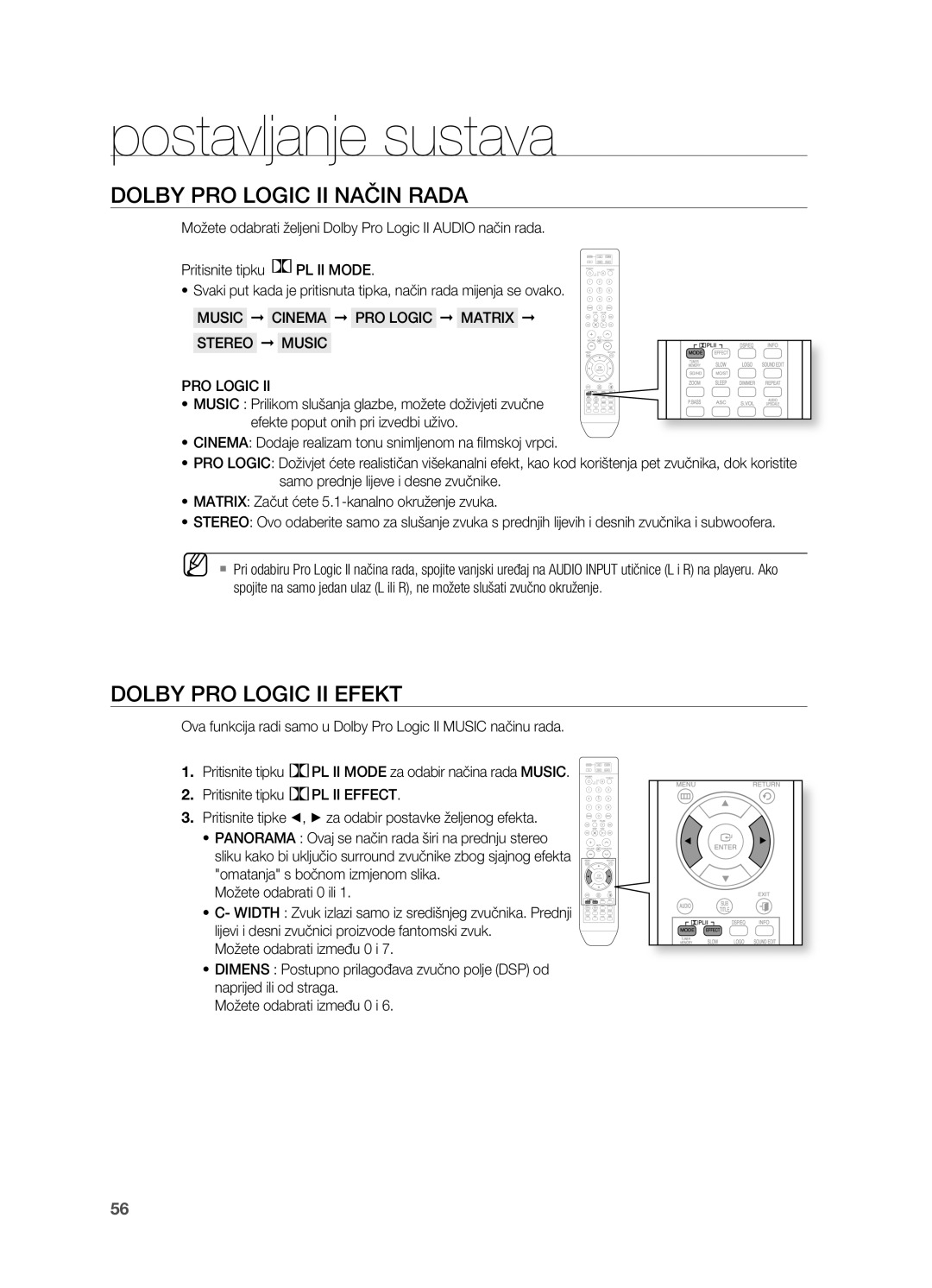 Samsung HT-TX715T/EDC, HT-X715T/EDC manual DoLBY PRo LogIC II načIn RaDa, DoLBY PRo LogIC II eFekT 