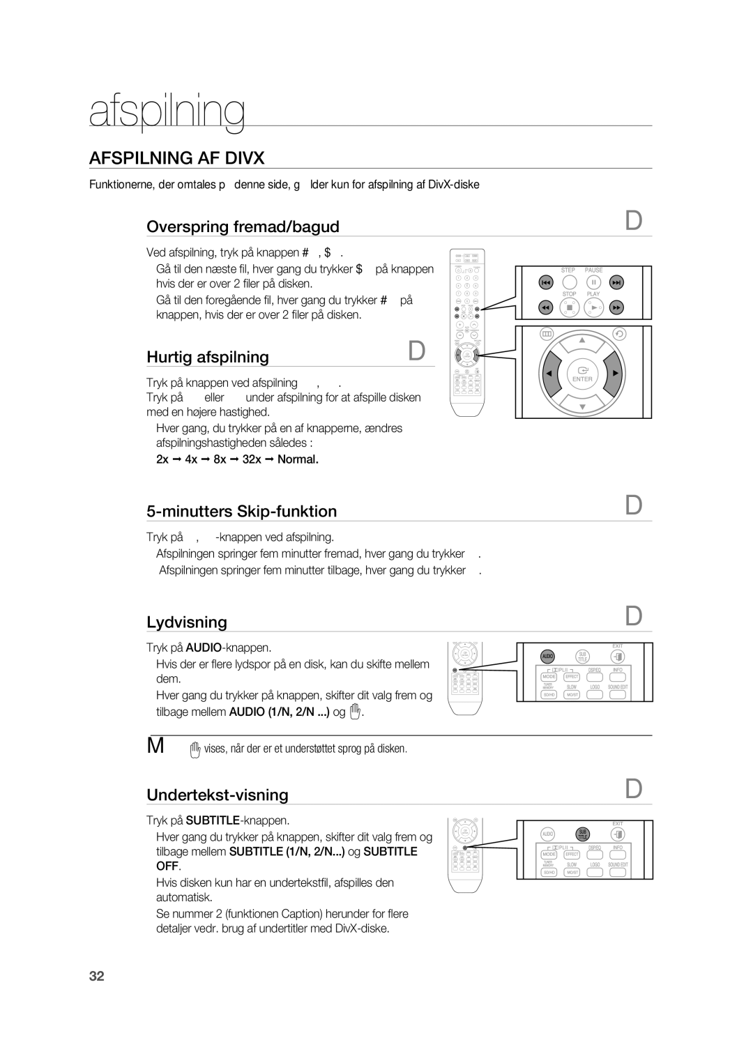 Samsung HT-TX715T/XEE, HT-X715T/XEE manual Afspilning AF Divx 