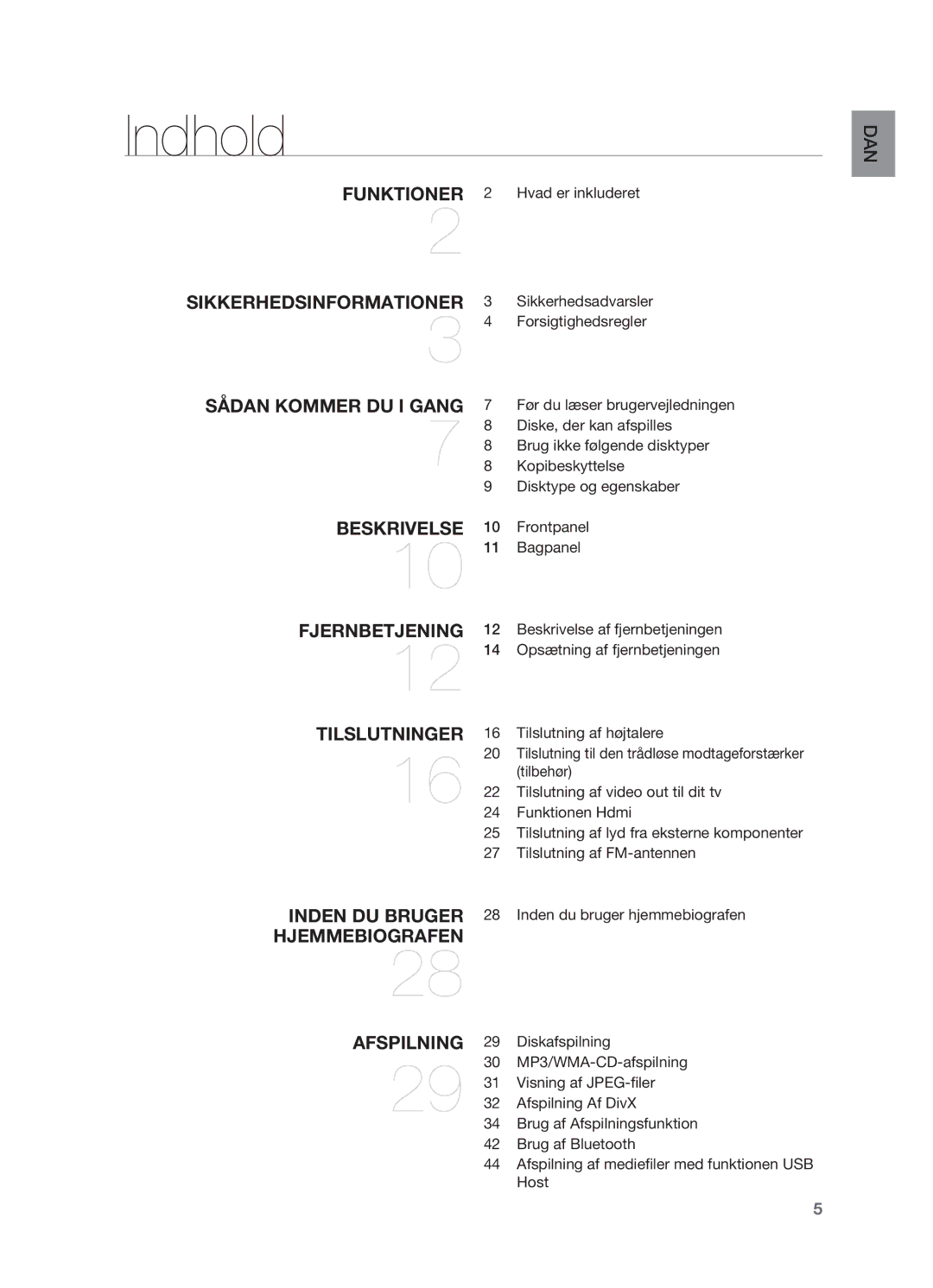 Samsung HT-X715T/XEE, HT-TX715T/XEE manual Indhold 