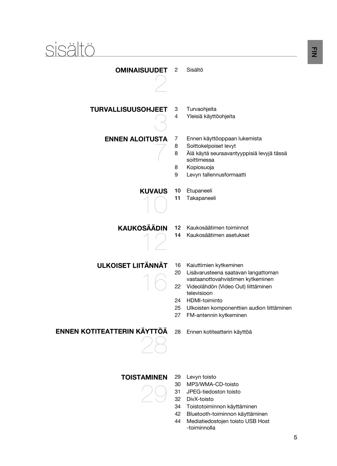 Samsung HT-X715T/XEE, HT-TX715T/XEE manual Sisältö 