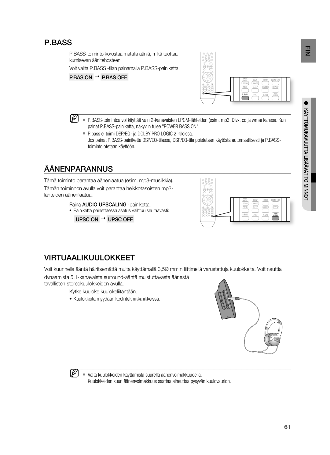 Samsung HT-X715T/XEE, HT-TX715T/XEE manual ViRtuaaLiKuuLOKKeet, Upsc oN  Upsc oFF 