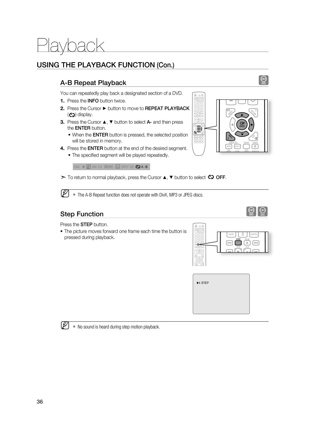 Samsung HT-X725T/MEA, HT-TX725GT/EDC, HT-X725GT/XEU, HT-X725T/EDC, HT-X725GT/XET, HT-TX725T/HAC, HT-TX725T/MEA Step Function 