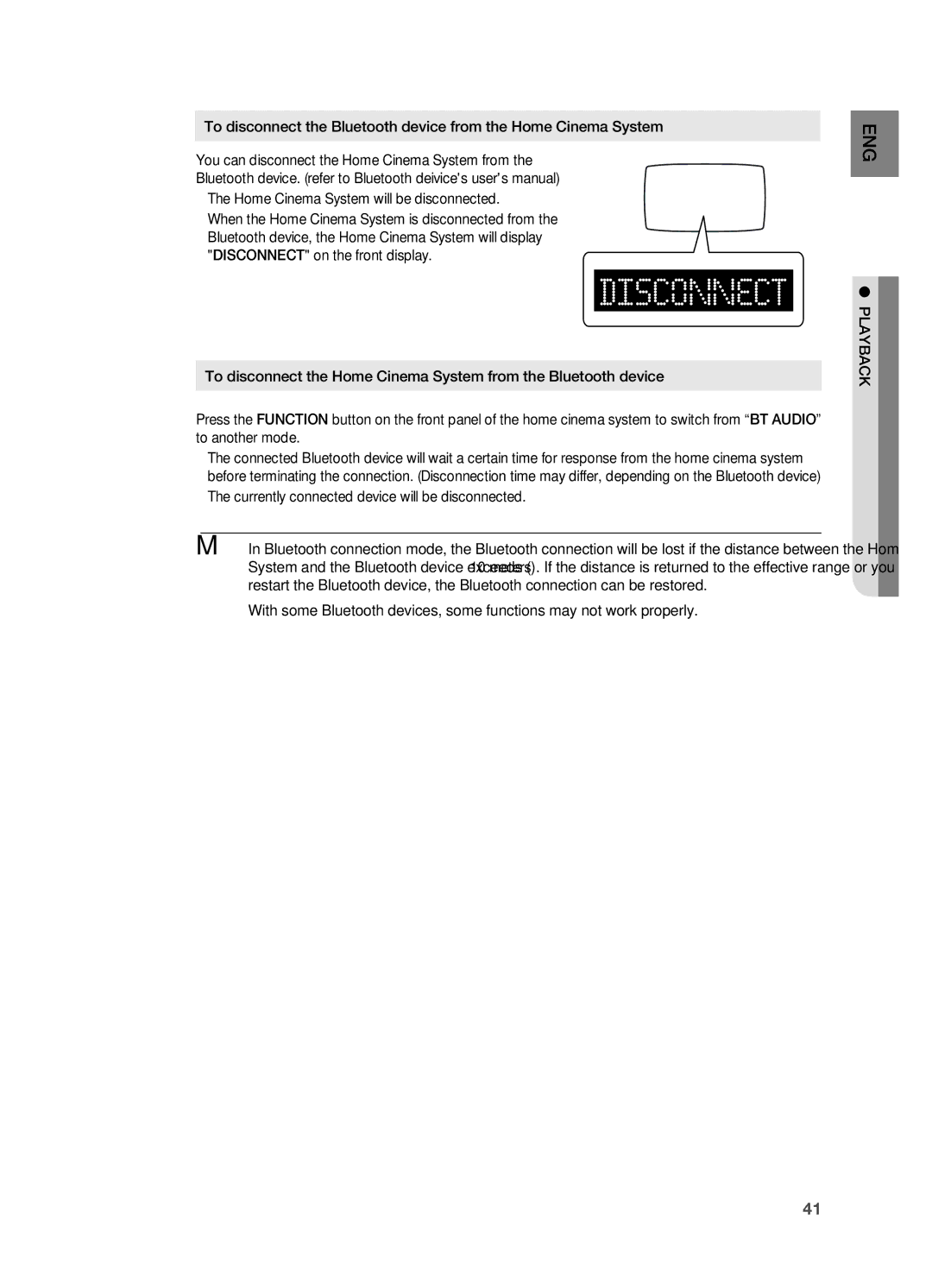 Samsung HT-X725T/SAM, HT-TX725GT/EDC, HT-X725GT/XEU manual ~ The currently connected device will be disconnected, Playback 