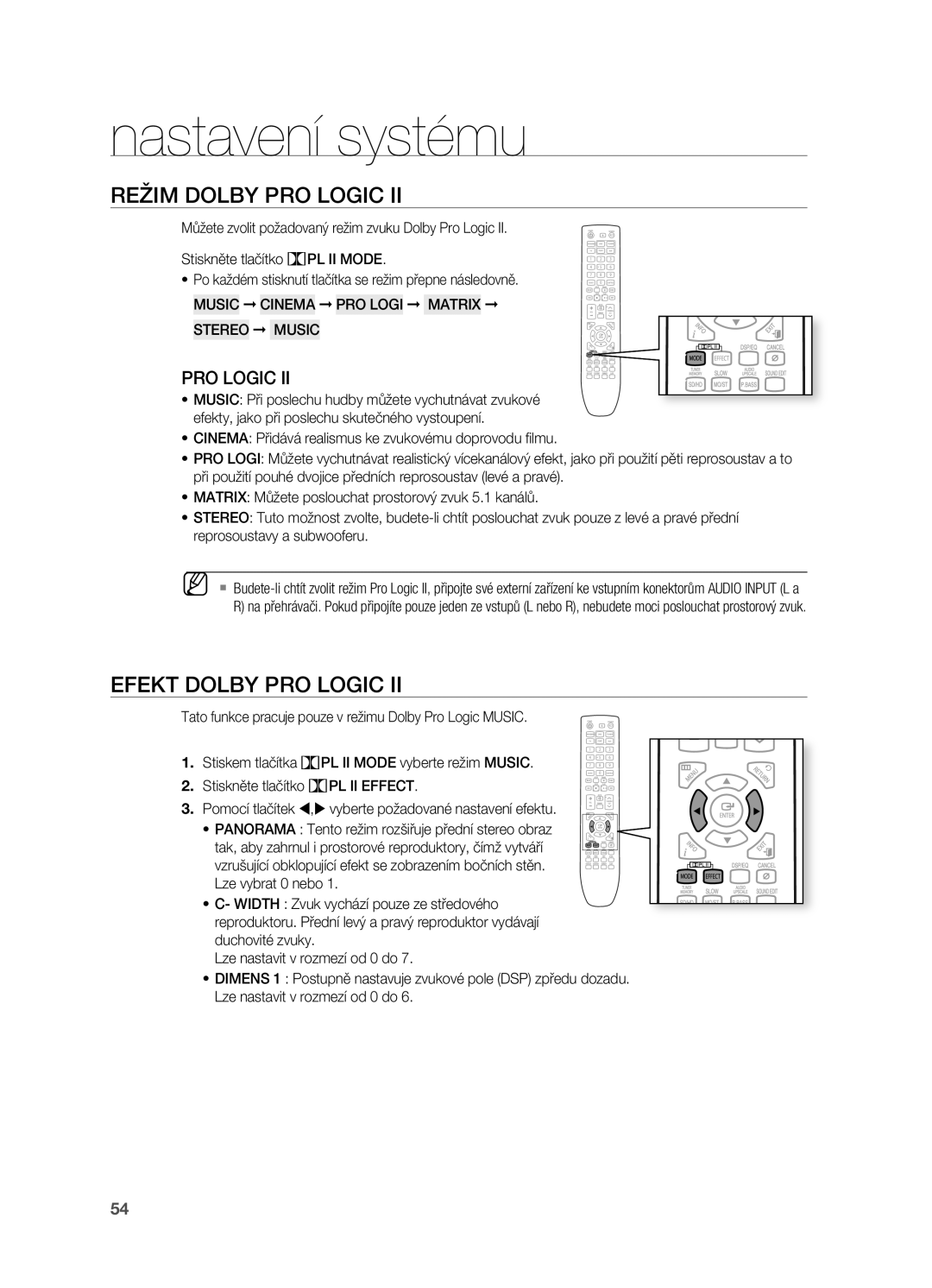 Samsung HT-TX725GT/EDC, HT-X725T/EDC, HT-X725GT/EDC manual REžIM Dolby PrO Logic, Efekt Dolby PrO Logic 