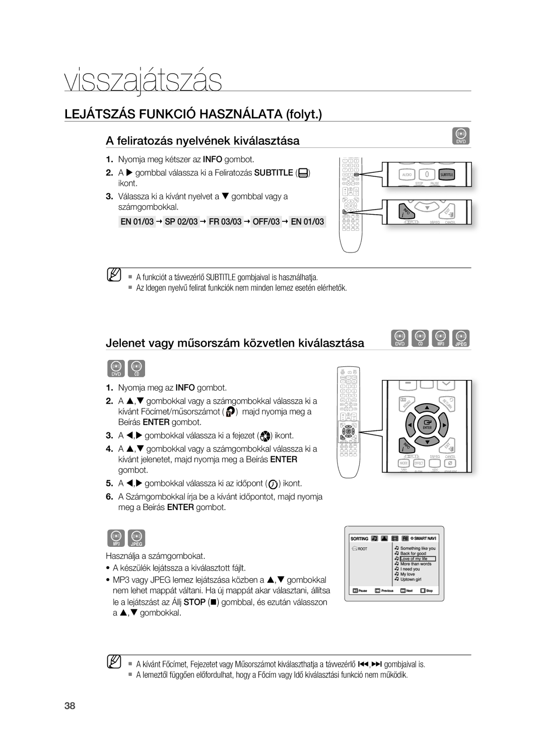 Samsung HT-X725GT/XET manual Feliratozás nyelvének kiválasztása, Jelenet vagy műsorszám közvetlen kiválasztása, Gombot 