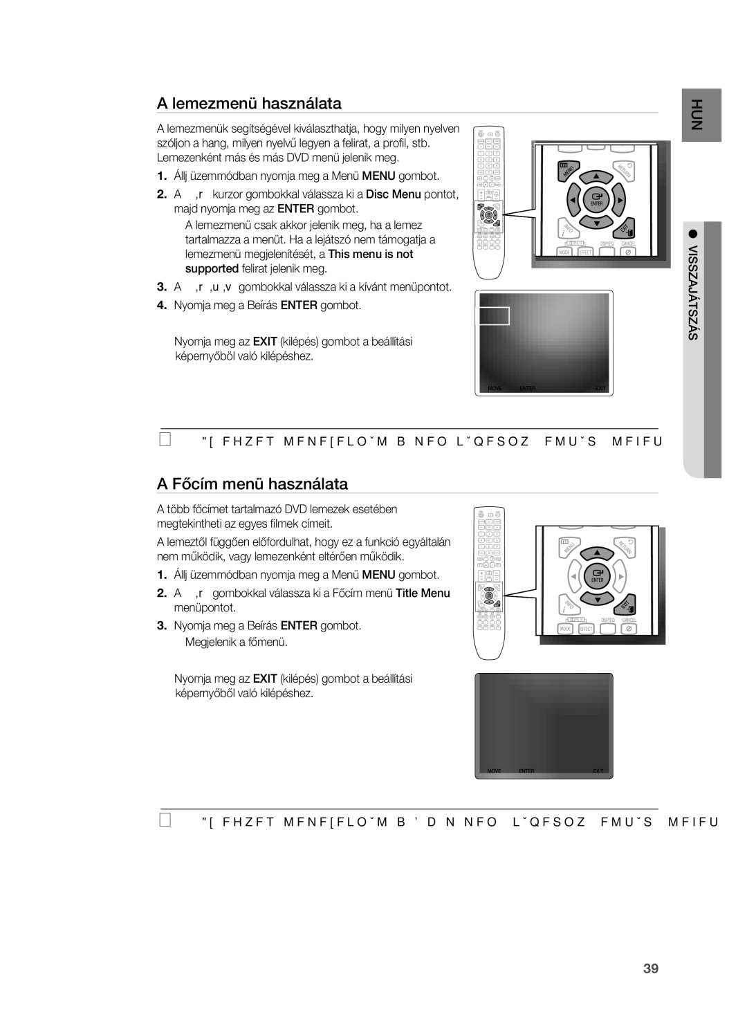 Samsung HT-X725GT/EDC manual Lemezmenü használata, Főcím menü használata, ` Az egyes lemezeknél a menüképernyő eltérő lehet 