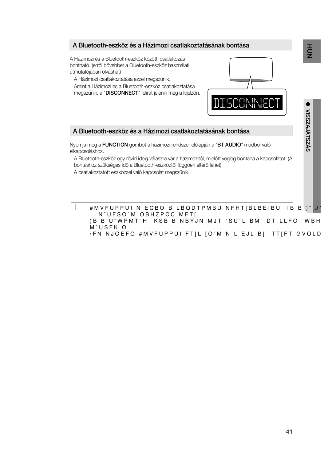 Samsung HT-X725T/EDC, HT-TX725GT/EDC, HT-X725GT/XET, HT-X725GT/EDC Bluetooth-eszköz és a Házimozi csatlakoztatásának bontása 