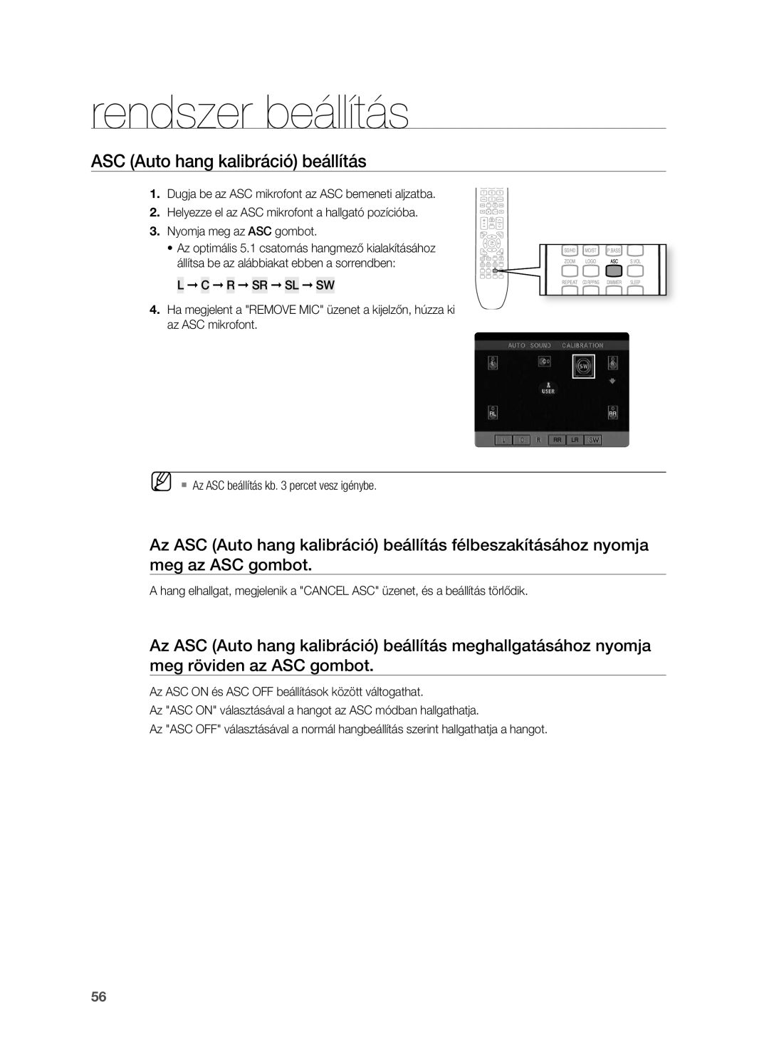 Samsung HT-TX725GT/EDC, HT-X725T/EDC, HT-X725GT/XET, HT-X725GT/EDC manual . Nyomja meg az ASC gombot 