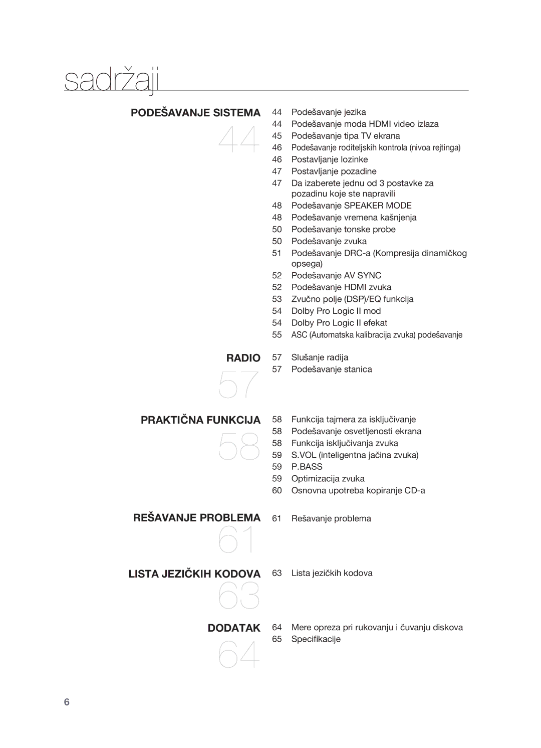 Samsung HT-TX725GT/EDC manual Slušanje radija, Optimizacija zvuka Osnovna upotreba kopiranje CD-a, Rešavanje problema 