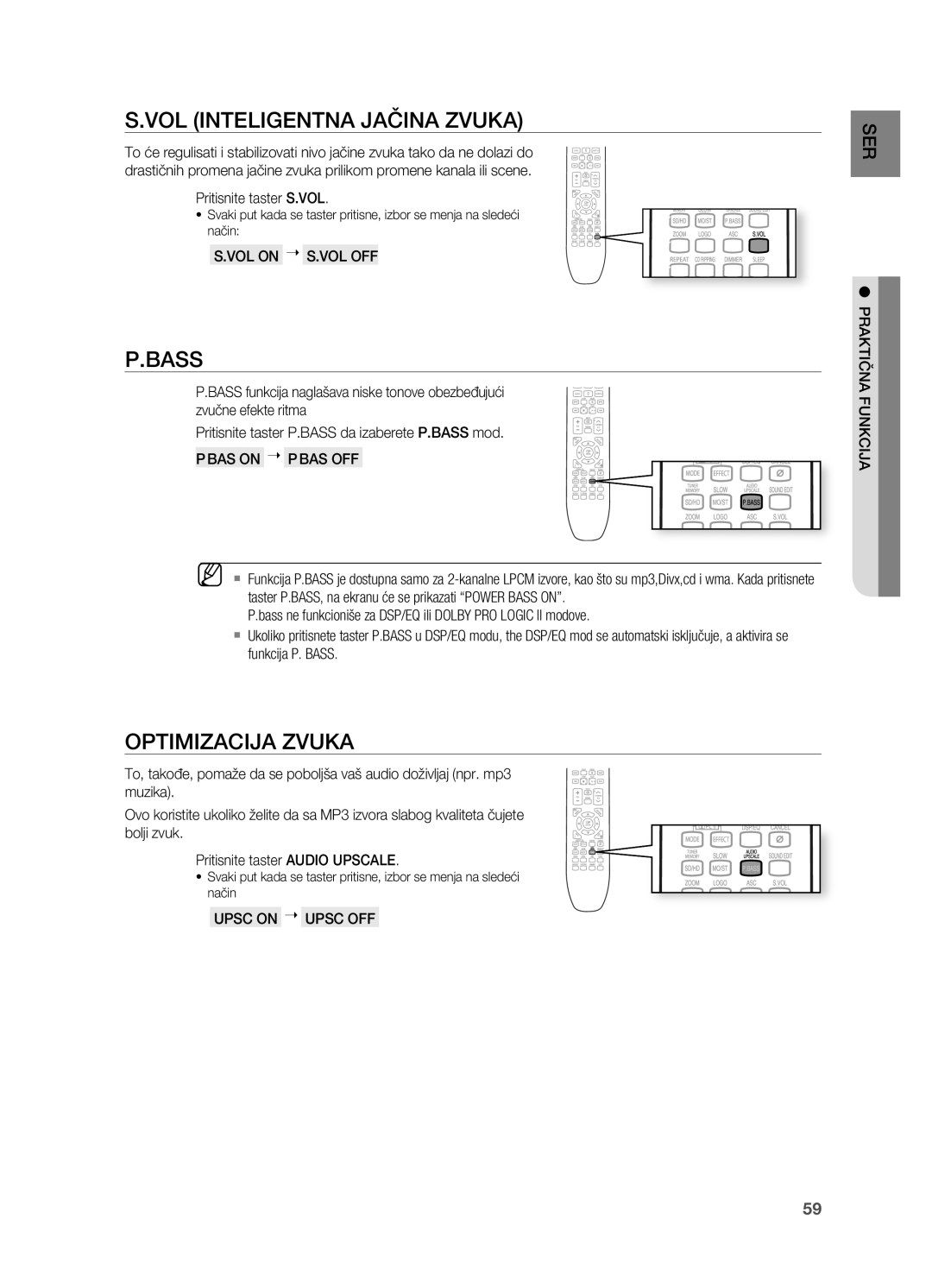 Samsung HT-TX725GT/EDC manual VoL INTELIgENTNA jAčINA zVUkA, OPTIMIzACIjA zVUkA 