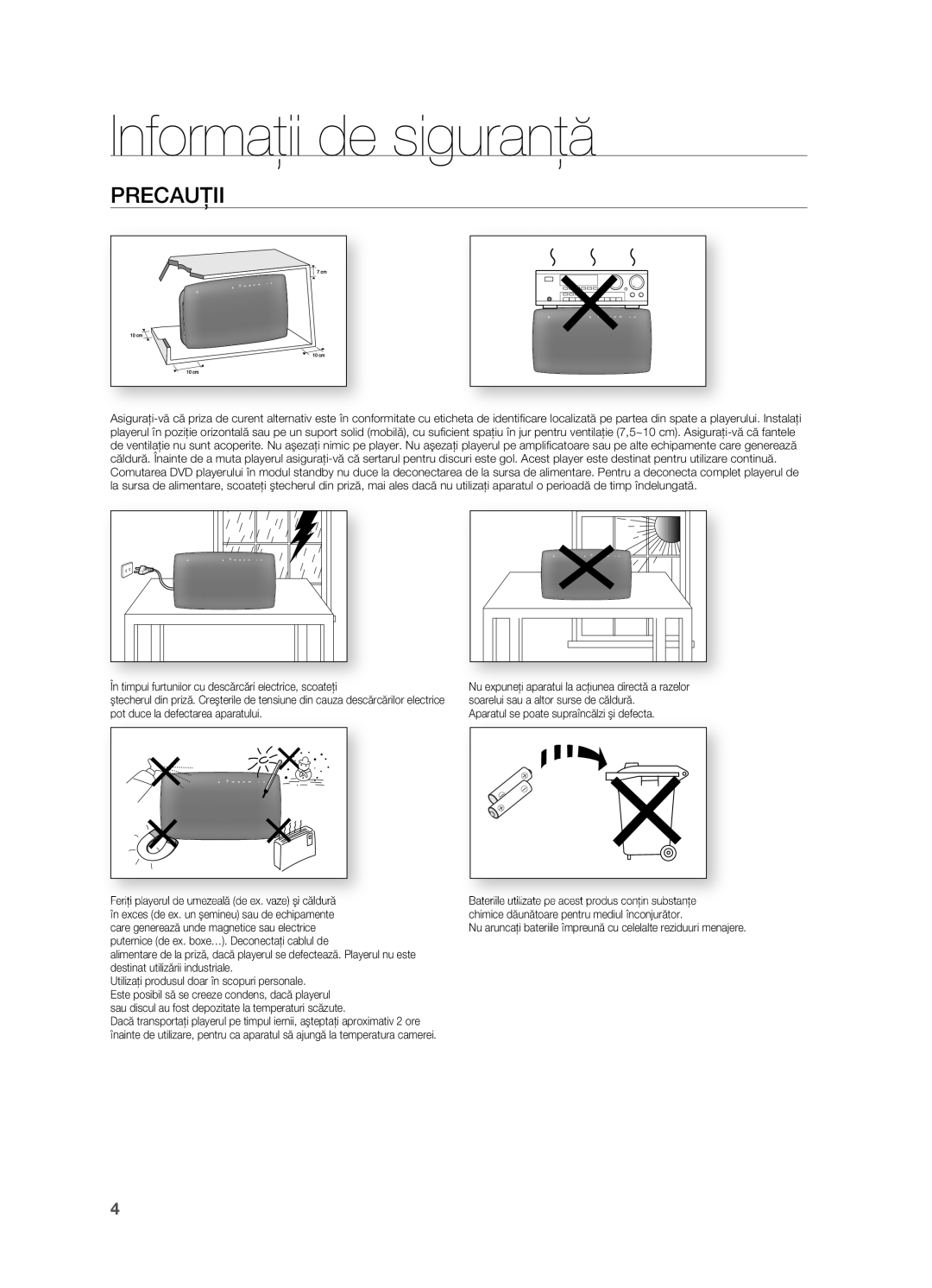 Samsung HT-TX725GT/EDC manual PRECAUţII, Aparatul se poate supraîncălzi şi defecta 