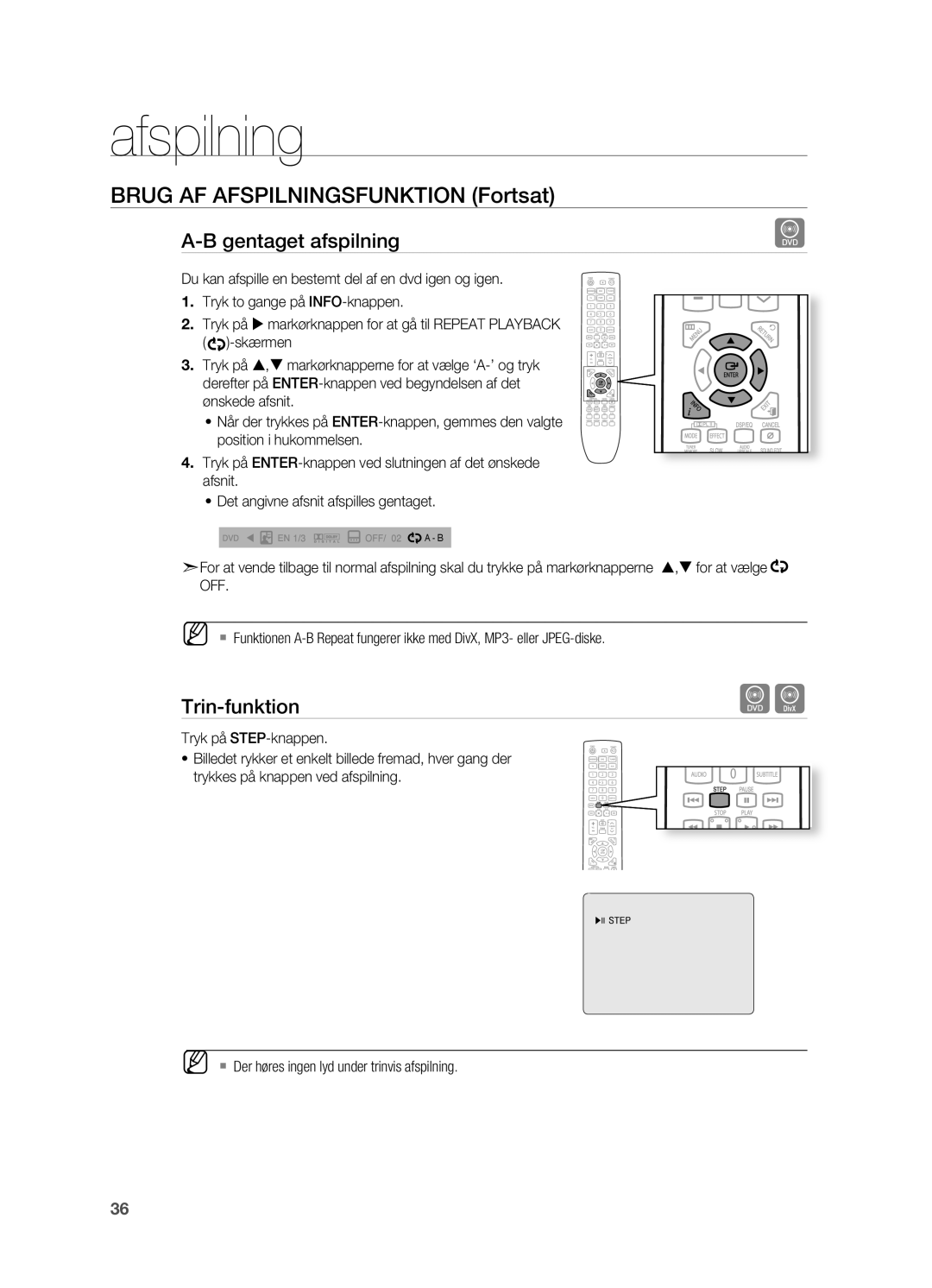 Samsung HT-TX725GT/XEE, HT-X725GT/XEE manual Trin-funktion 