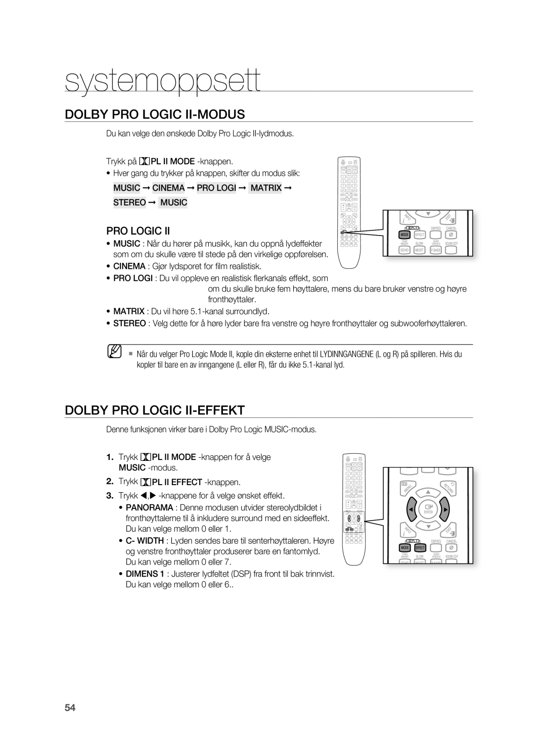 Samsung HT-TX725GT/XEE, HT-X725GT/XEE manual Dolby PRO LOgIC II-MODUS, Dolby PRO LOgIC II-EffEKT, Stereo Music 