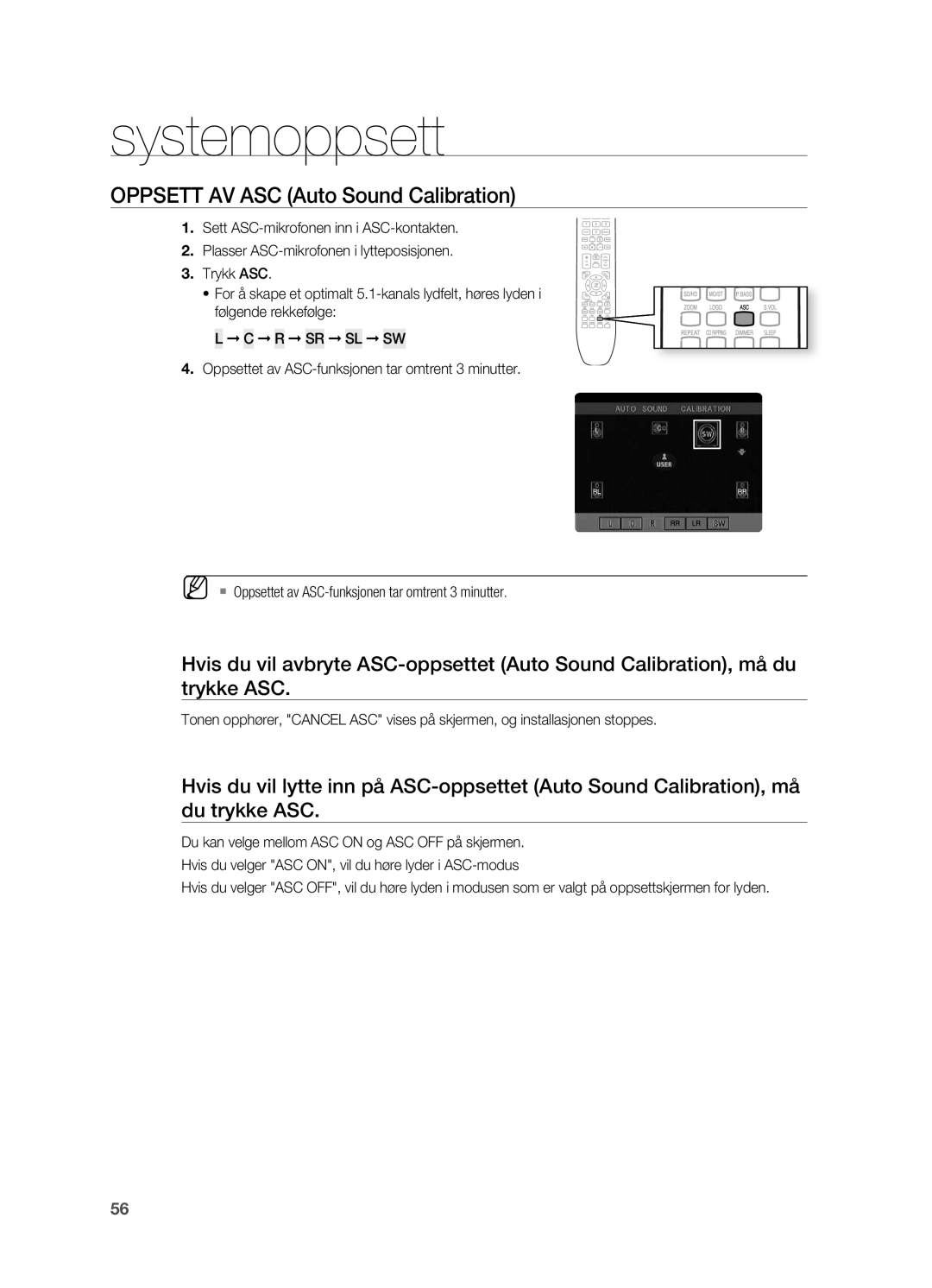 Samsung HT-TX725GT/XEE, HT-X725GT/XEE manual Systemoppsett 