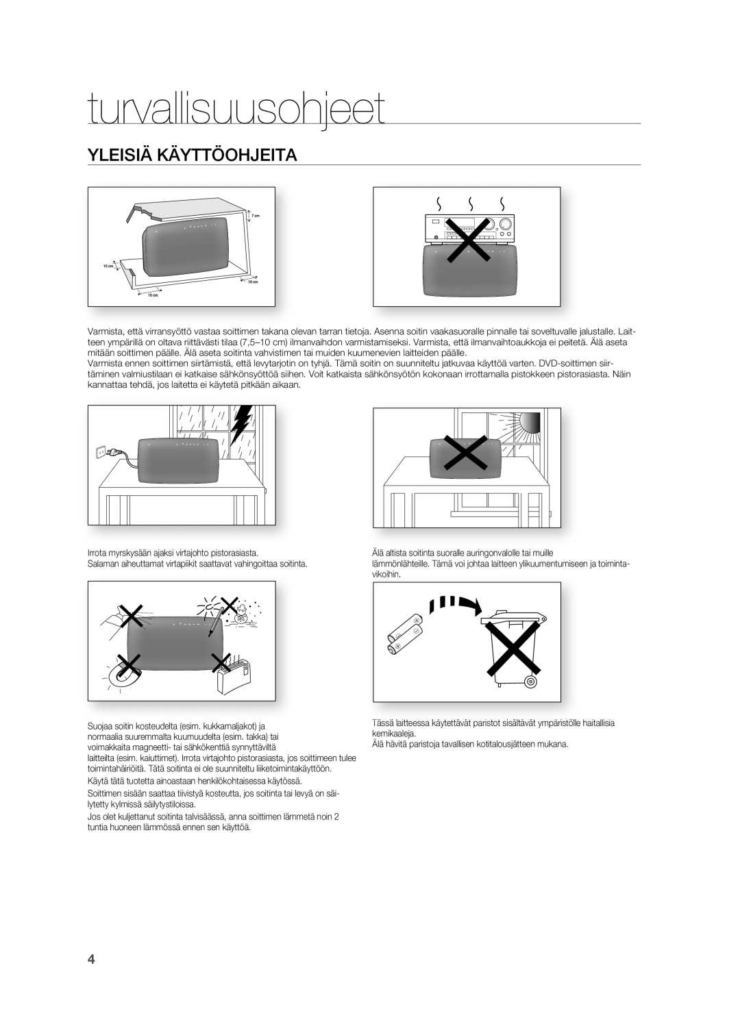 Samsung HT-TX725GT/XEE, HT-X725GT/XEE manual Yleisiä KÄYTTÖoHjEITA 