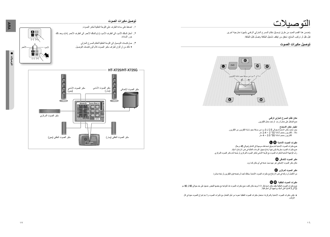 Samsung HT-X725T/MEA, HT-TX725T/HAC, HT-TX725T/MEA, HT-TX725T/FMC, HT-TX725T/UMG manual تلايصوتلا, توصلا تاربكم ليصوت 