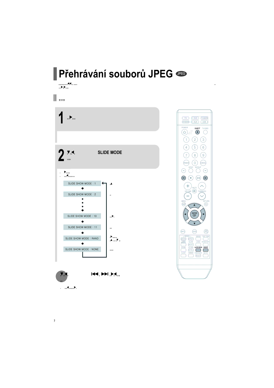 Samsung HT-TXQ100R/ELS, HT-XQ100WR/ELS, HT-XQ100T/XEH manual Přehrávání souborů Jpeg Jpeg, Režim Slide prezentace 