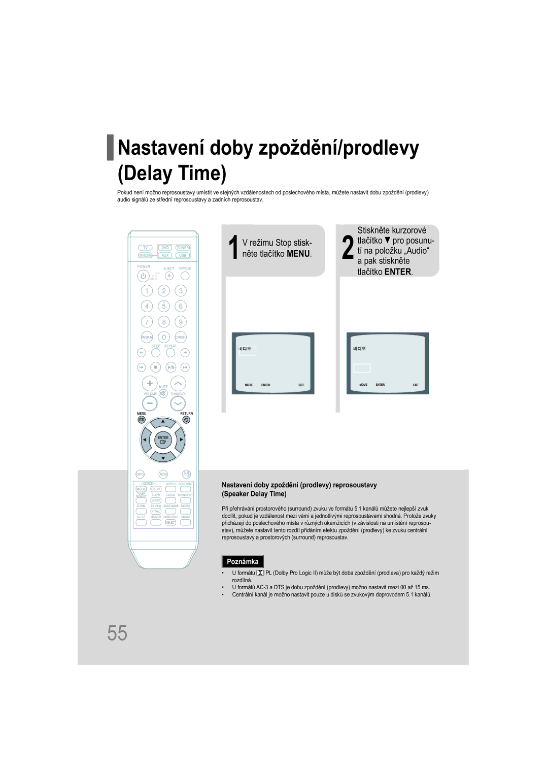 Samsung HT-XQ100T/XEH, HT-TXQ100R/ELS, HT-XQ100WR/ELS manual Nastavení doby zpoždění/prodlevy Delay Time 