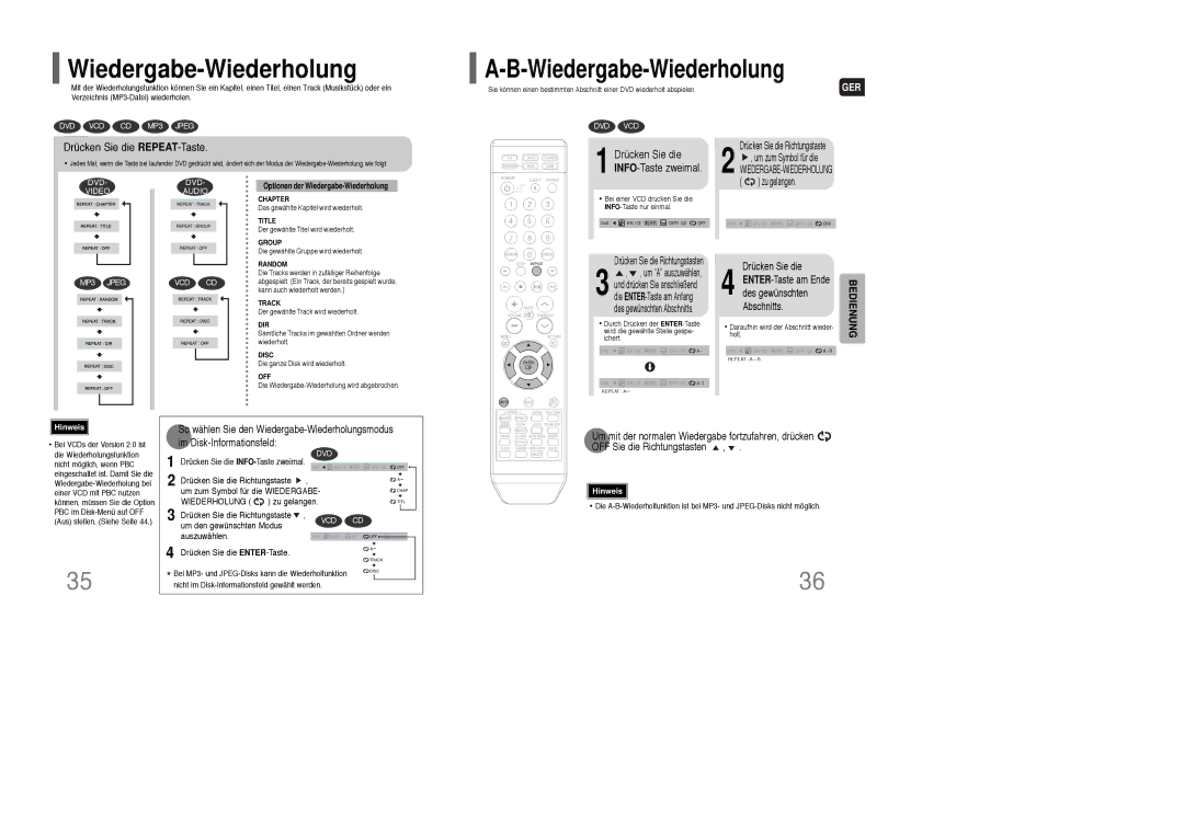 Samsung HT-XQ100R/ELS manual Wiedergabe-Wiederholung, Drücken Sie die REPEAT-Taste, Drücken Sie die INFO-Taste zweimal 