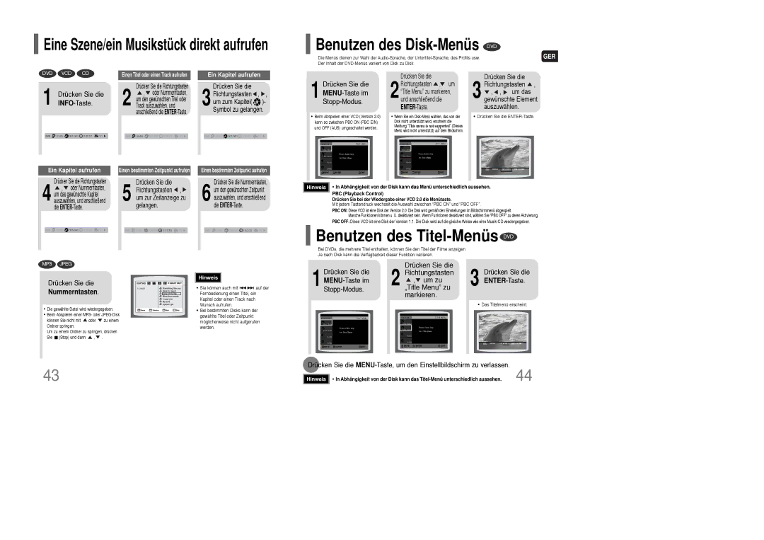 Samsung HT-XQ100T/XEF manual Benutzen des Titel-Menüs DVD, Drücken Sie die MENU-Taste im Stopp-Modus, Nummerntasten 