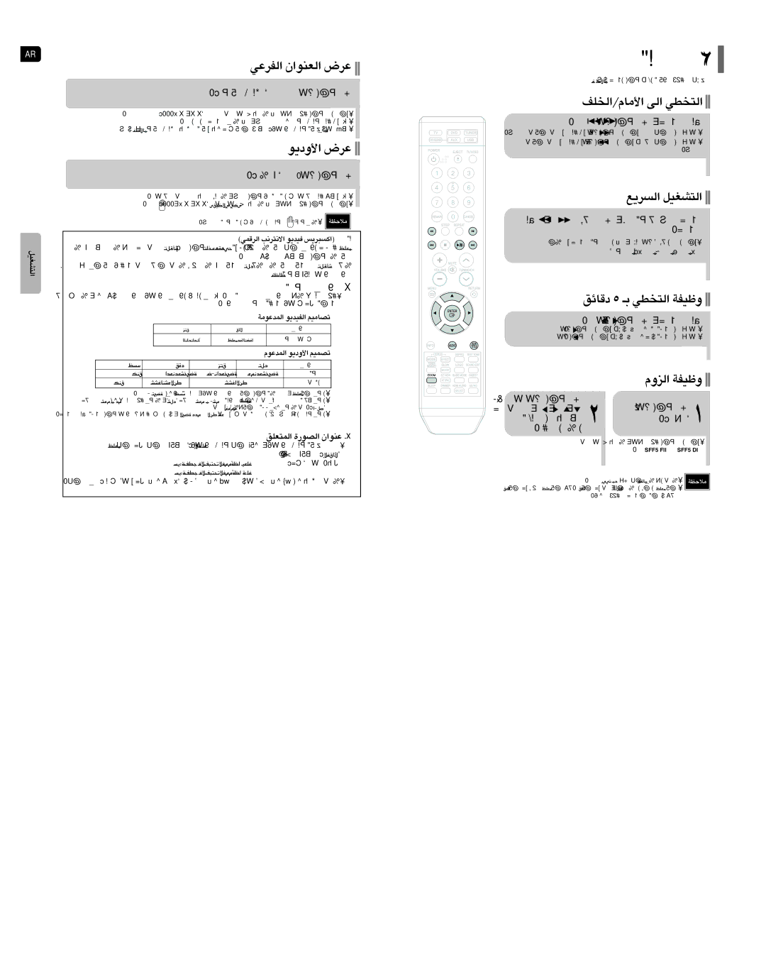 Samsung HT-XQ100T/FAL manual «∞Hd´w «∞FMu«Ê ´d÷, ±UÂ/«∞ªKn« «∞v «∞∑ªDw, Mooz ¸ ´Kv «Gj, √§q ±s, ŒÆUzo 5 ‡ «∞∑ªDw Ëohw 