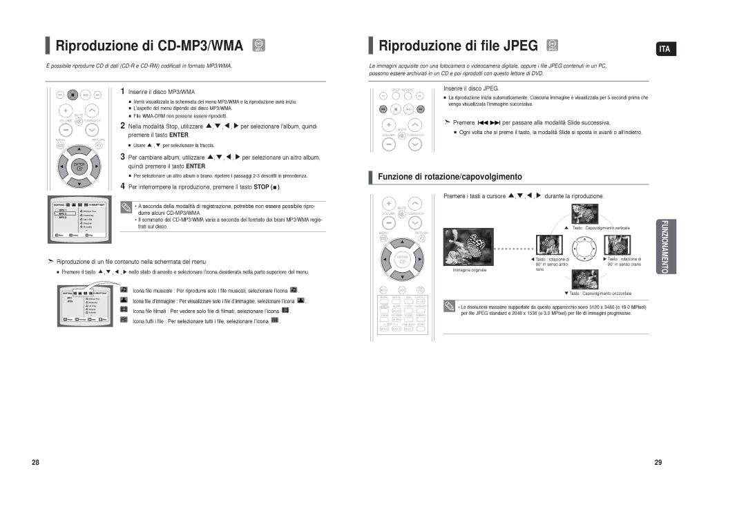 Samsung HT-TXQ120R/XET manual Riproduzione di CD-MP3/WMA MP3, Riproduzione di file Jpeg Jpeg 