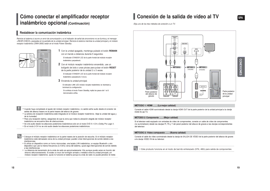 Samsung HT-TXQ120R/XET manual Conexión de la salida de vídeo al TV, Encienda la unidad principal, La mejor calidad 