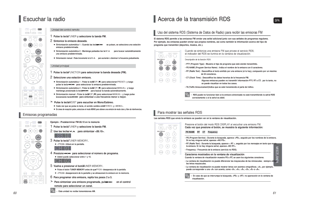 Samsung HT-TXQ120R/XET Escuchar la radio, Acerca de la transmisión RDS, Emisoras programadas, Para mostrar las señales RDS 