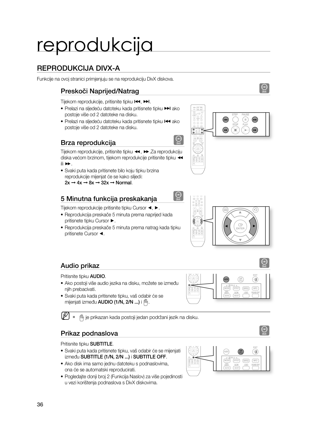 Samsung HT-Z210R/EDC, HT-TZ212R/EDC, HT-Z310R/EDC, HT-TZ315R/EDC, HT-TZ215R/EDC manual REPRoDUkCIjA DIVX-A 