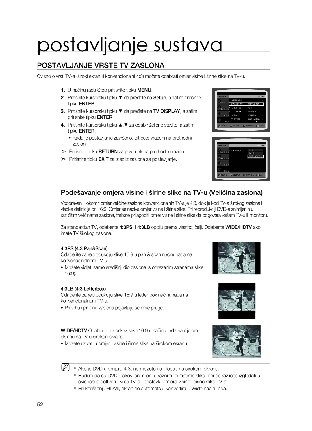 Samsung HT-TZ315R/EDC, HT-TZ212R/EDC, HT-Z310R/EDC, HT-Z210R/EDC, HT-TZ215R/EDC manual Postavljanje vrste TV zaslona 