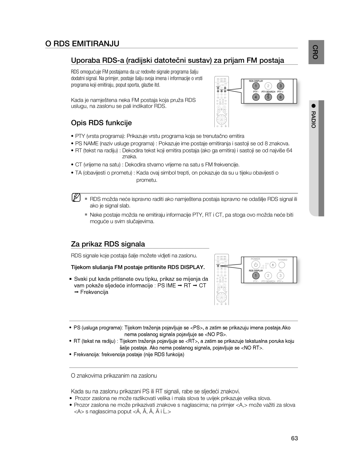 Samsung HT-TZ215R/EDC o RDS EMITIRANjU, Uporaba RDS-a radijski datotečni sustav za prijam FM postaja, opis RDS funkcije 