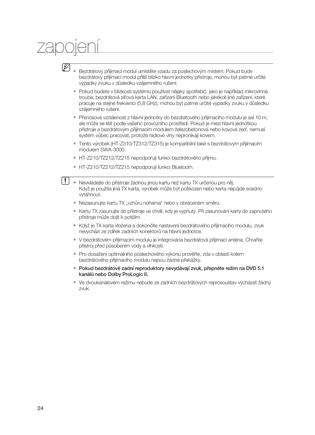 Samsung HT-Z310R/EDC, HT-TZ212R/EDC, HT-Z210R/EDC, HT-TZ315R/EDC manual Zapojení 