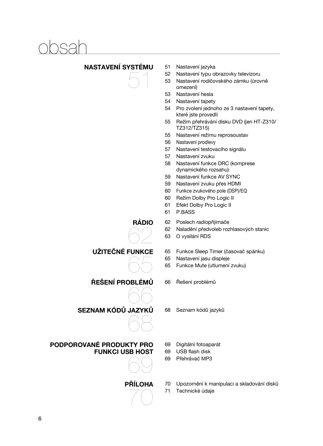 Samsung HT-TZ315R/EDC, HT-TZ212R/EDC, HT-Z310R/EDC, HT-Z210R/EDC manual 61 P.BASS 