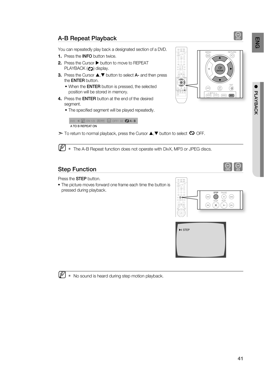 Samsung HT-TZ315R/NWT, HT-TZ212R/EDC, HT-Z310R/EDC, HT-Z210R/EDC, HT-Z210R/XET, HT-TZ315R/XET, HT-TZ315R/EDC manual Step Function 