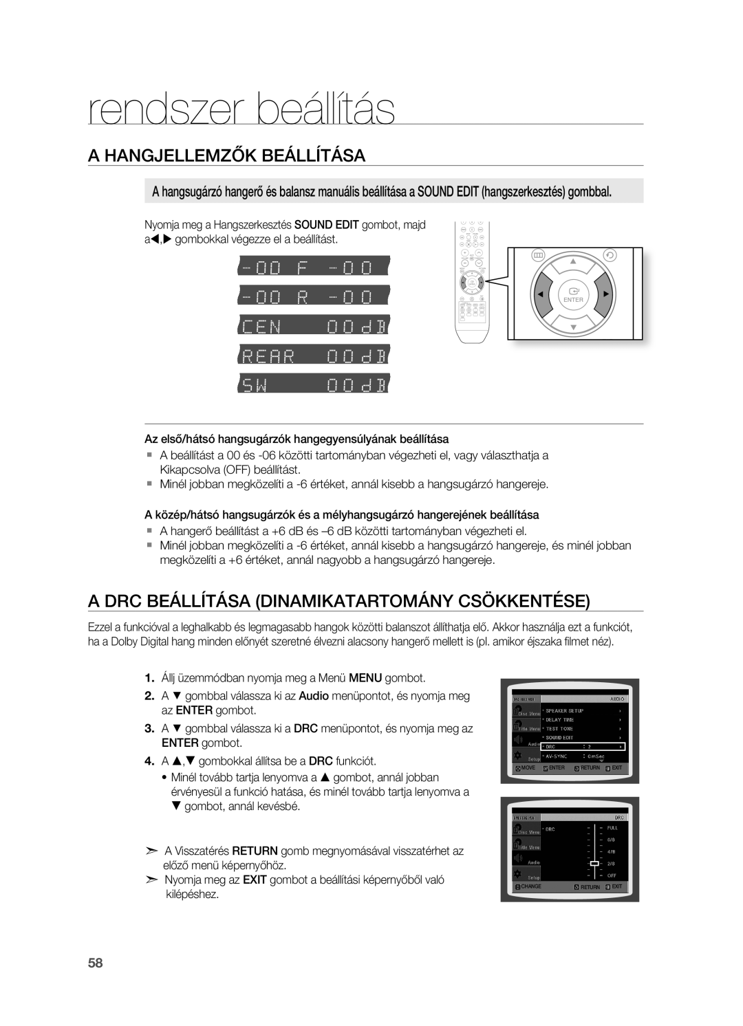 Samsung HT-TZ215RS/EDC, HT-TZ212R/EDC, HT-Z310R/EDC, HT-Z210R/EDC, HT-Z210R/XET DRC BeáLLíTáSA DiNAMikATARTOMáNY CSökkeNTÉSe 