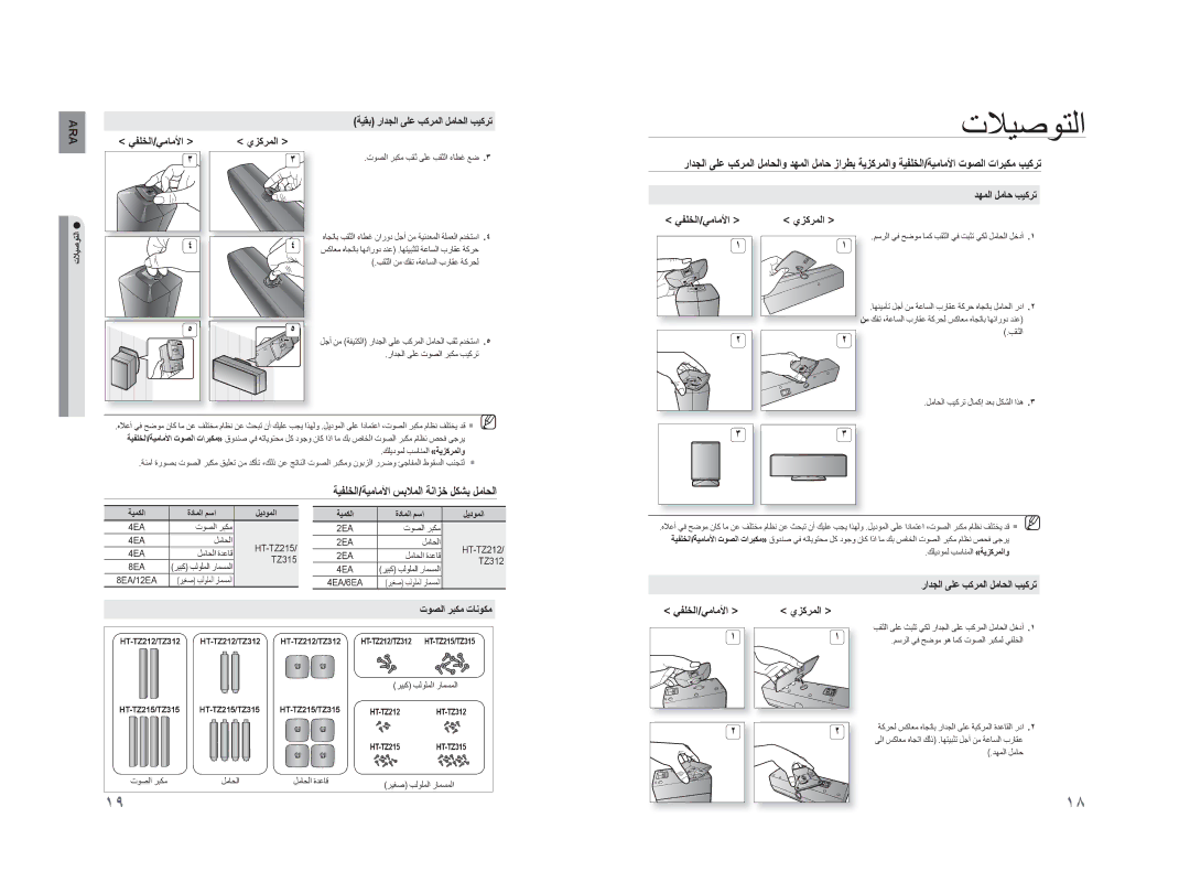 Samsung HT-TZ315T/HAC, HT-TZ215M/MEA, HT-TZ315R/XER, HT-TZ215M/HAC, HT-TZ215T/MEA ﺔﻴﻔﻠﺨﻟﺍ/ﺔﻴﻣﺎﻣﻷﺍ ﺲﺑﻼﻤﻟﺍ ﺔﻧﺍﺰﺧ ﻞﻜﺸﺑ ﻞﻣﺎﺤﻟﺍ 