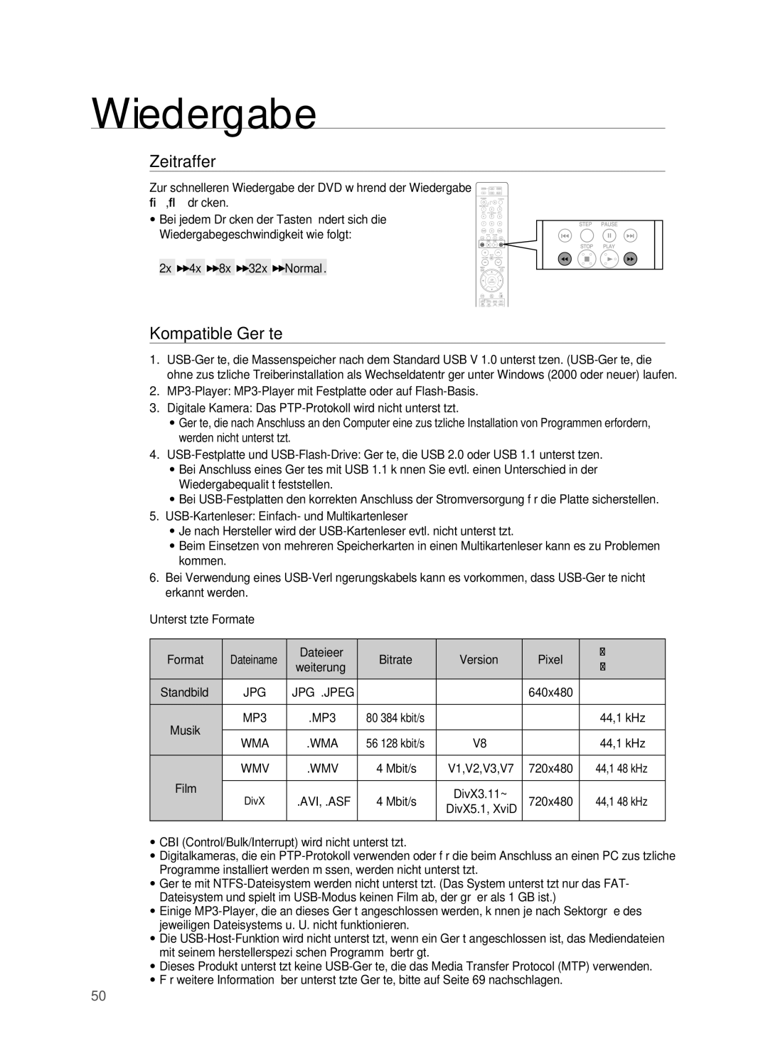 Samsung HT-Z310R/XEF, HT-TZ215T/ADL, HT-TZ212R/EDC, HT-Z310R/EDC manual Kompatible Geräte, Dateieer Bitrate Version Pixel 