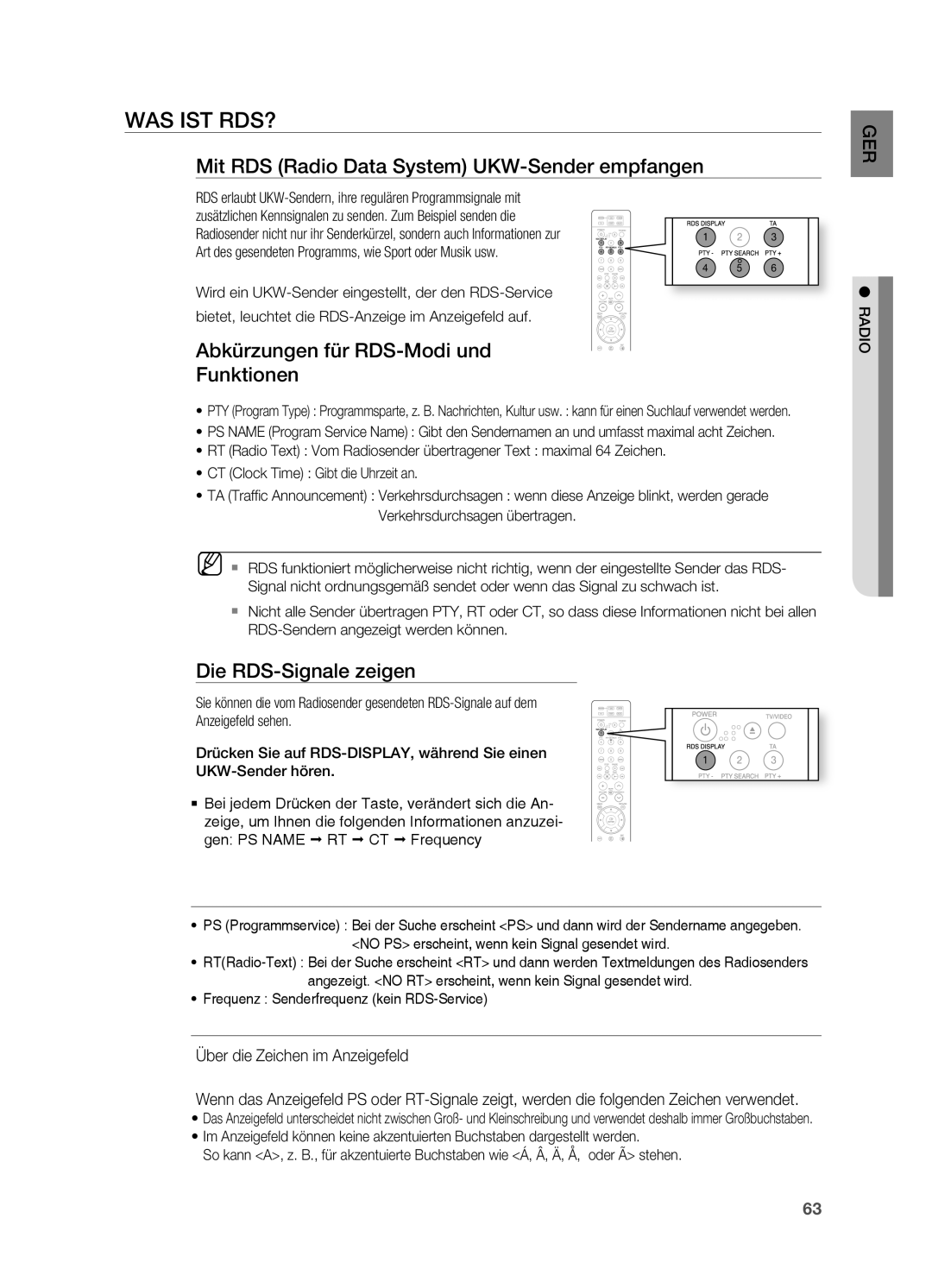 Samsung HT-TZ212R/EDC manual Was Ist Rds?, Mit RDS Radio Data System UKW-Sender empfangen, Die RDS-Signale zeigen, RADIo 