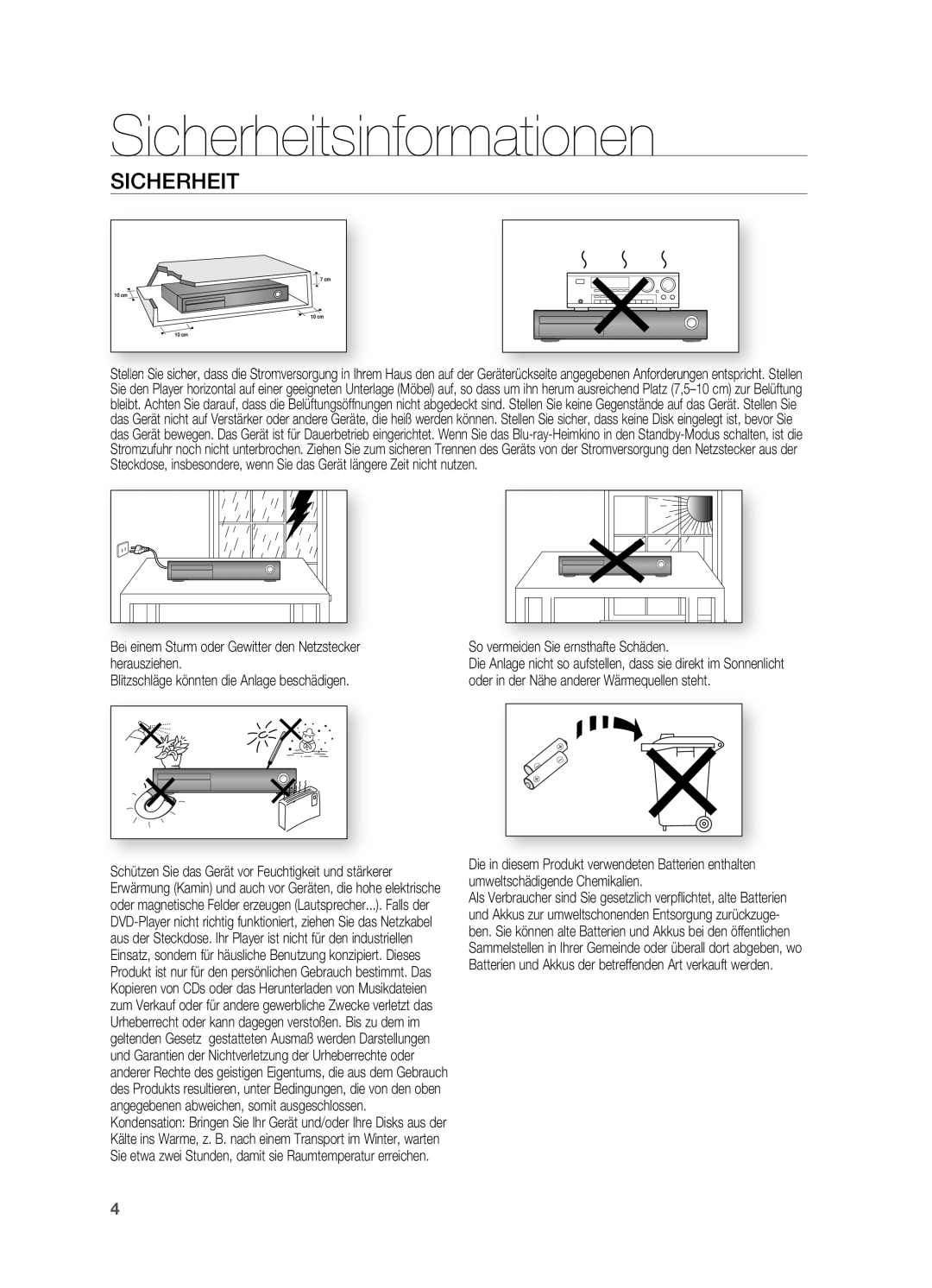 Samsung HT-TZ212R/XEF, HT-TZ215T/ADL, HT-TZ212R/EDC Sicherheit, Bei einem Sturm oder Gewitter den Netzstecker Herausziehen 