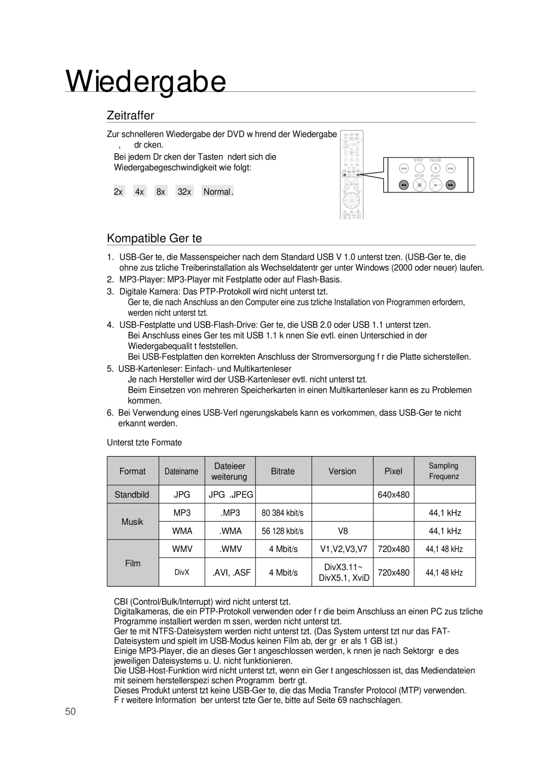 Samsung HT-Z310R/XEF, HT-TZ215T/ADL, HT-TZ212R/EDC, HT-Z310R/EDC manual Kompatible Geräte, Dateieer Bitrate Version Pixel 