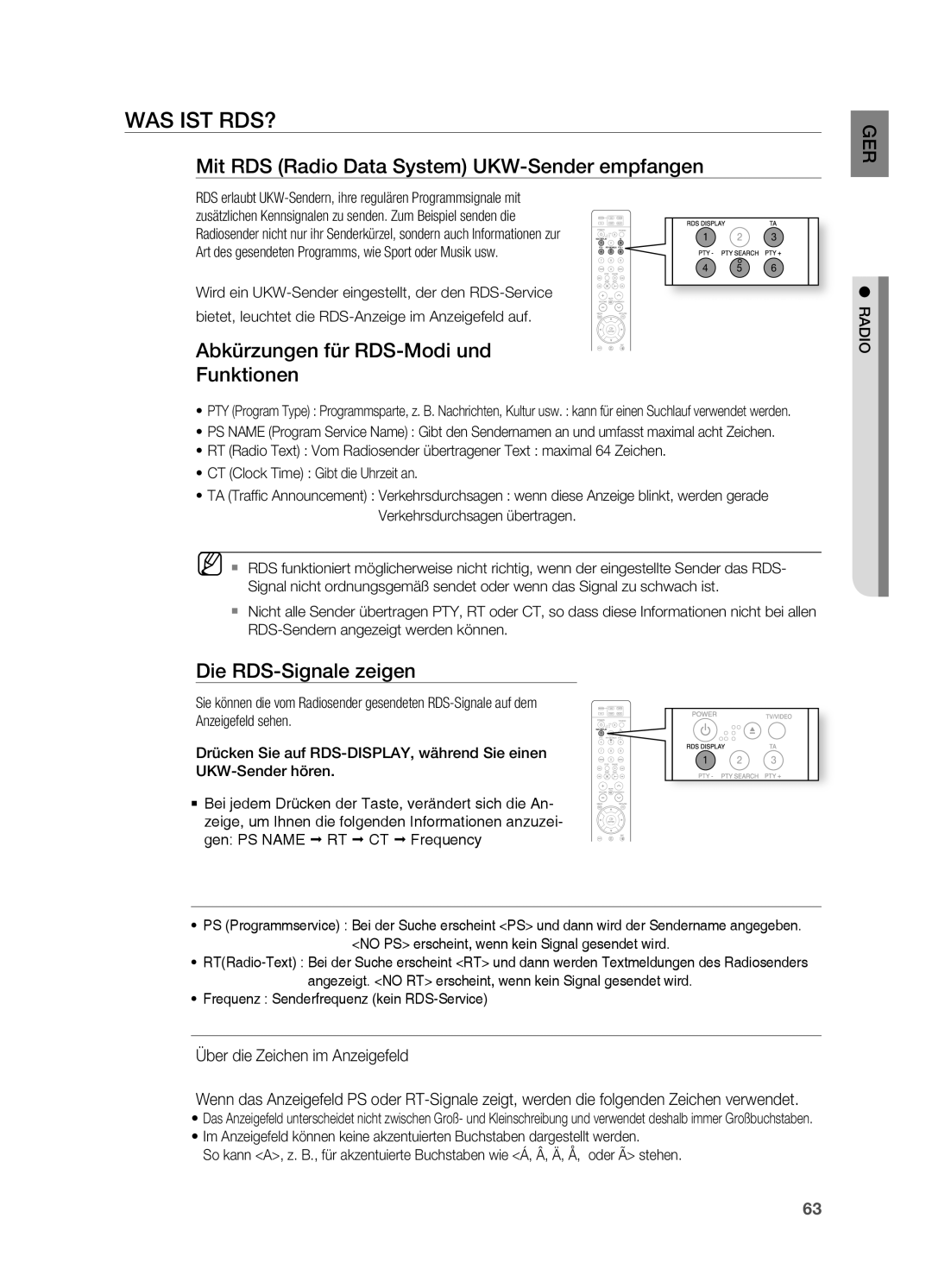 Samsung HT-TZ212R/EDC manual Was Ist Rds?, Mit RDS Radio Data System UKW-Sender empfangen, Die RDS-Signale zeigen, RADIo 