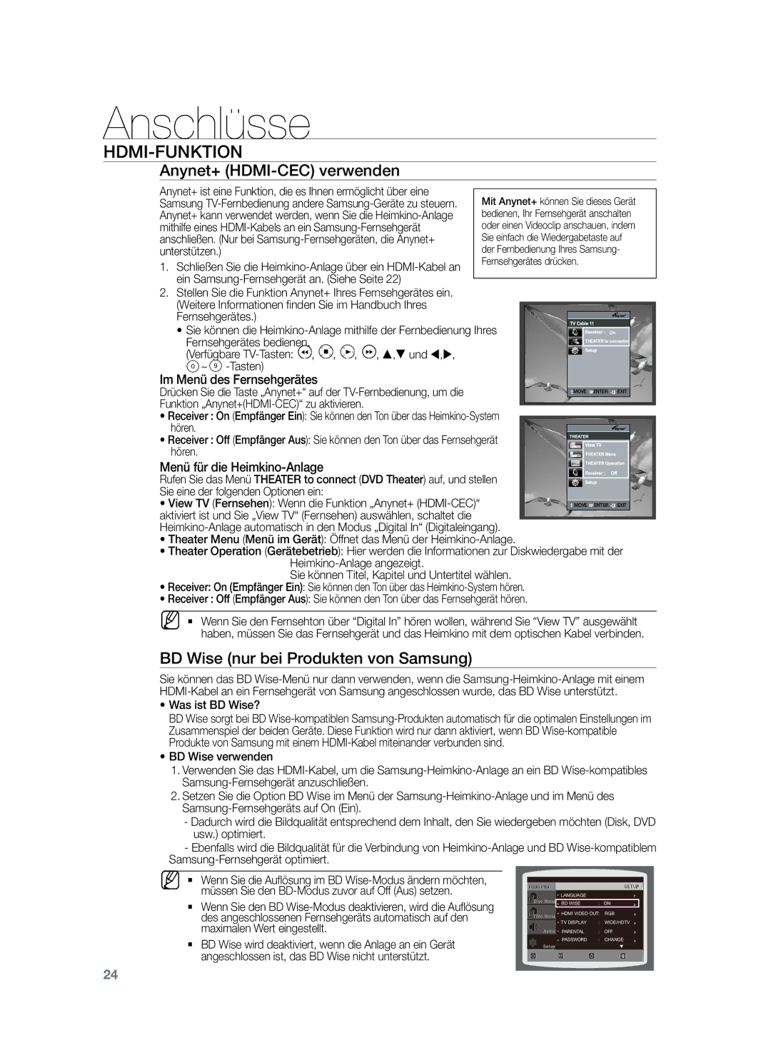 Samsung HT-TZ222R/XEF Anynet+ HDMI-CEC verwenden, BD Wise nur bei Produkten von Samsung, Unterstützen, Was ist BD Wise? 