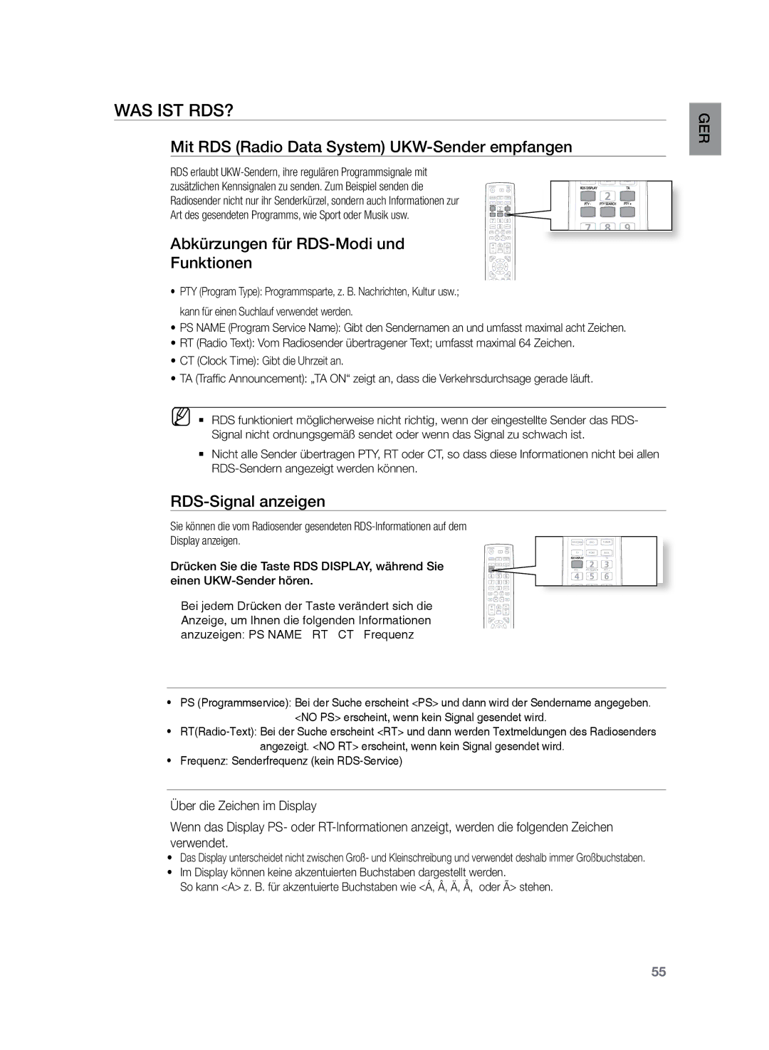 Samsung HT-TZ222R/EDC, HT-Z220R/EDC manual Was ist RDS?, Mit RDS Radio Data System UKW-Sender empfangen, RDS-Signal anzeigen 